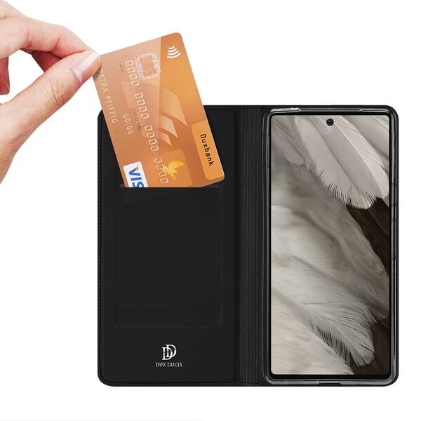 υποδοχή καρτών και μαγνητικό κούμπωμα Flip Wallet από συνθετικό δέρμα και TPU μαύρο