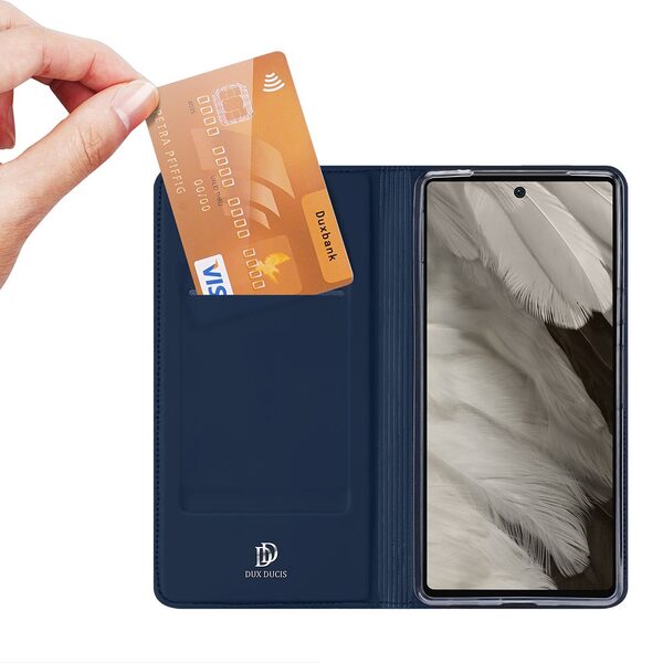 υποδοχή καρτών και μαγνητικό κούμπωμα Flip Wallet από συνθετικό δέρμα και TPU μπλε