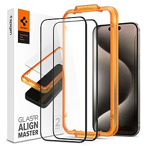 Spigen® ALM Tempered Glass FC για iPhone 15 Pro Max – Γυαλί Προστασίας οθόνης Full Face [x2.Σετ] - Black
