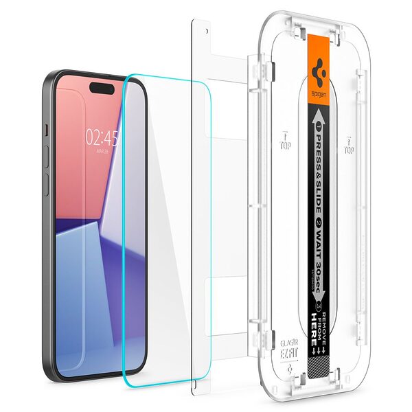 Spigen® Tempered EZ Fit GLAS.tR για iPhone 15 Plus Γυαλί Προστασίας οθόνης 9H με Εργαλείο Τοποθέτησης EZ Fit - Image 6
