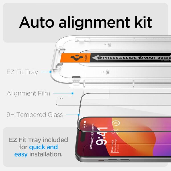 tempered glass spigen ez fit glastr iphone15 plus tool black 6