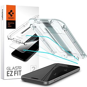 Spigen® Tempered EZ Fit GLAS.tR για iPhone 15 Plus Γυαλί Προστασίας οθόνης 9H [x2.Σετ] με Εργαλείο Τοποθέτησης EZ Fit