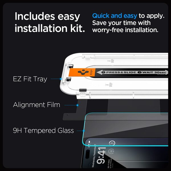 tempered glass spigen ez fit glastr iphone15 pro max tool 8