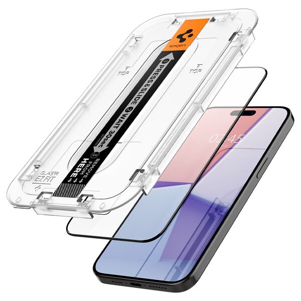 tempered glass spigen ez fit glastr iphone15 pro max tool black 2