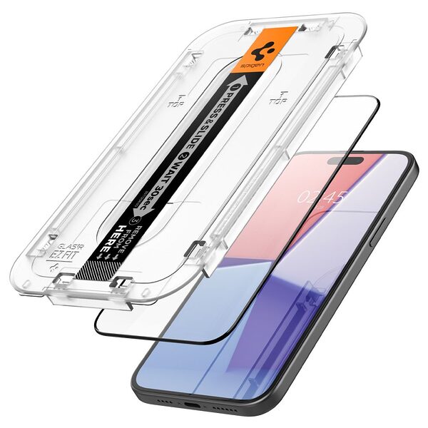 tempered glass spigen ez fit glastr iphone15 x2 tool black 2