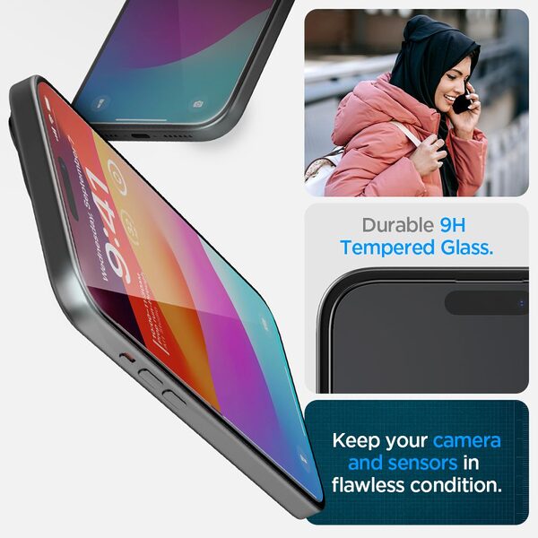 tempered glass spigen ez fit glastr iphone15 x2 tool black 7