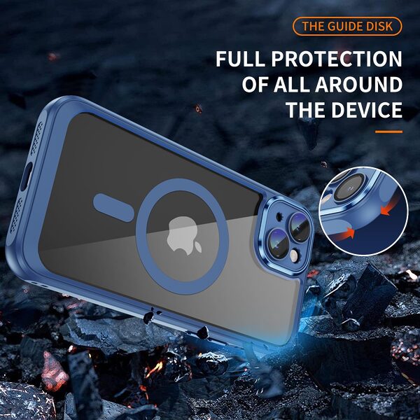 Θήκη iPhone 15 Plus Mad Mask Magnetic Matte Hybrid συμβατό με MagSafe φορτιστή Transparent Πλάτη TPU μπλε - Image 2