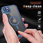 Θήκη iPhone 15 Plus Mad Mask Magnetic Matte Hybrid συμβατό με MagSafe φορτιστή Transparent Πλάτη TPU μπλε - Image 3