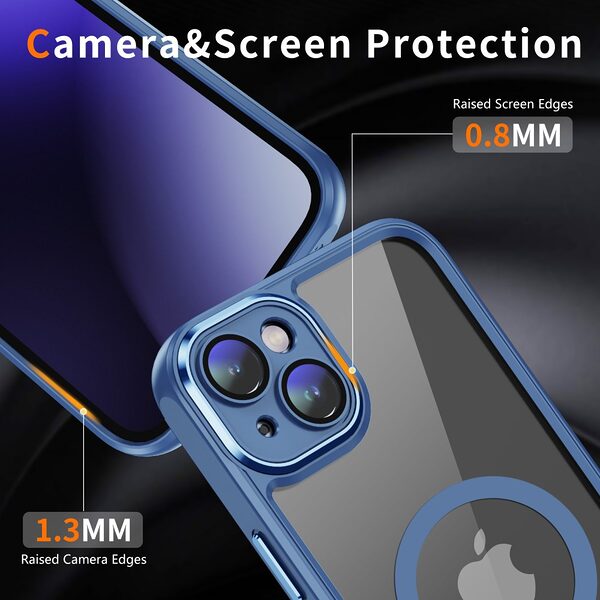 Θήκη iPhone 15 Plus Mad Mask Magnetic Matte Hybrid συμβατό με MagSafe φορτιστή Transparent Πλάτη TPU μπλε - Image 4