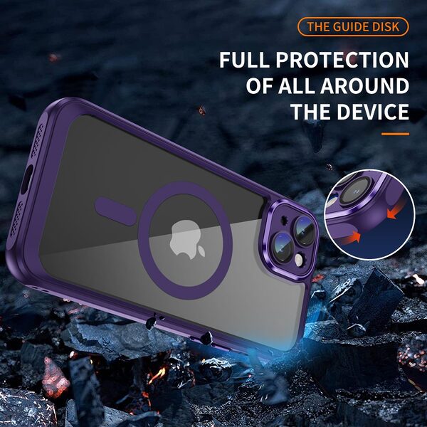 Θήκη iPhone 15 Plus Mad Mask Magnetic Matte Hybrid συμβατό με MagSafe φορτιστή Transparent Πλάτη TPU μωβ σκούρο - Image 2