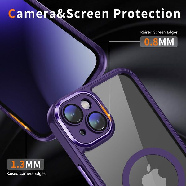 Θήκη iPhone 15 Plus Mad Mask Magnetic Matte Hybrid συμβατό με MagSafe φορτιστή Transparent Πλάτη TPU μωβ σκούρο - Image 4