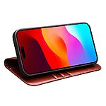 Θήκη iPhone 15 Plus QIALINO book με μαγνητικό κούμπωμα από Premium αυθεντικό δέρμα Genuine Cowhide καφέ - Image 2