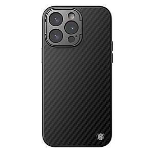 Θήκη iPhone 15 Pro Max NiLLkin Synthetic Aramid Fiber Series με ενισχυμένη προστασία κάμερας πλάτη από ανθρακόνημα και TPU μαύρο