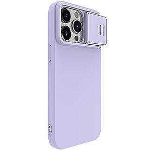 Θήκη iPhone 15 Pro Max NiLLkin Camshield Series Πλάτη συμβατή με MagSafe φορτιστή και προστασία για την κάμερα από σκλήρό Premium TPU μωβ