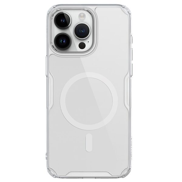 Θήκη iPhone 15 Pro NiLLkin Nature Magnetic Series Silicone Sockproof συμβατό με MagSafe φορτιστή Transparent Πλάτη TPU