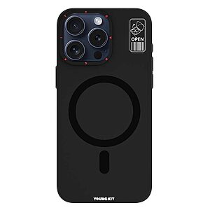 Θήκη iPhone 15 Pro YOUNGKIT Magnetic Series Matte Hybrid συμβατό με MagSafe φορτιστή Transparent Πλάτη TPU μαύρο