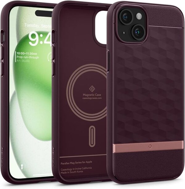 Caseology Parallax by Spigen® Θήκη Σιλικόνης για iPhone 15: Προστασία Κάμερας με Πιστοποίηση Αντοχής MIL-STD 810G-516.6 - Burgundy