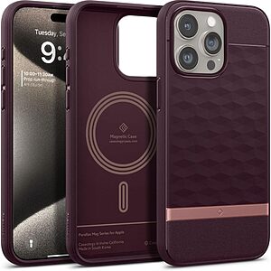 Caseology Parallax by Spigen® Θήκη Σιλικόνης για iPhone 15 Pro: Προστασία Κάμερας με Πιστοποίηση Αντοχής MIL-STD 810G-516.6 - Burgundy