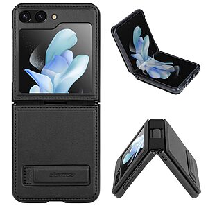 Θήκη Samsung Galaxy Z Flip5 5G NiLLkin Qin Series με υποδοχή για κάρτες Flip Wallet Ελαστικό κράτημα και συνθετικό δέρμα μαύρο