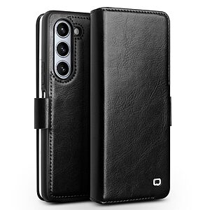 Θήκη Samsung Galaxy Z Fold5 5G QIALINO book v4 με μαγνητικό κούμπωμα από Premium αυθεντικό δέρμα Genuine Cowhide μαύρο