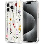 Spigen® Cyrill Cecile για iPhone 15 Pro Max: Κομψή θήκη σιλικόνης με Μοτίβο Flower Garden και Προηγμένη Προστασία από Πτώσεις και Γρατζουνιές