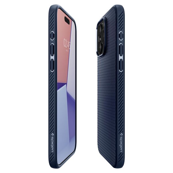 Spigen® Liquid Air για iPhone 15 Pro: Λεπτή Θήκη Σιλικόνης με αντικραδασμικές γωνίες, και Ανθεκτικό Premium TPU – Navy Blue - Image 7