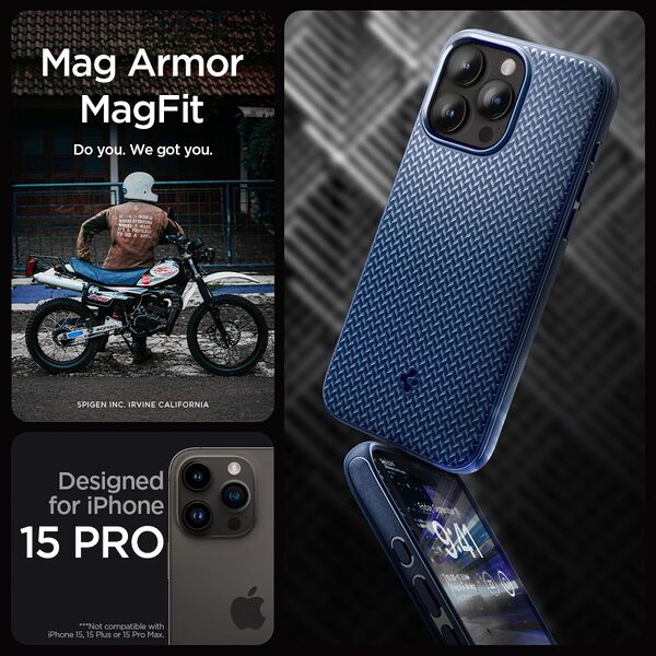thiki spigen mag armor magfit iphone 15 pro navy blue 7