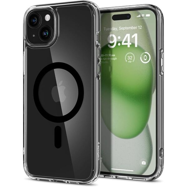 Spigen® Ultra Hybrid (MagFit) για iPhone 15 Plus: Θήκη MagSafe από Ανθεκτική Σιλικόνη με Πιστοποίηση Αντοχής MIL-STD 810G-516.6 – Black