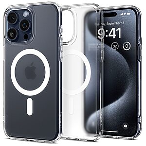 Spigen® Ultra Hybrid (MagFit) για iPhone 15 Pro: Θήκη MagSafe από Ανθεκτική Σιλικόνη με Πιστοποίηση Αντοχής MIL-STD 810G-516.6 – Frost Clear