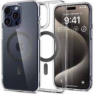 Spigen® Ultra Hybrid (MagFit) για iPhone 15 Pro Max: Θήκη MagSafe από Ανθεκτική Σιλικόνη με Πιστοποίηση Αντοχής MIL-STD 810G-516.6 – Carbon Fiber