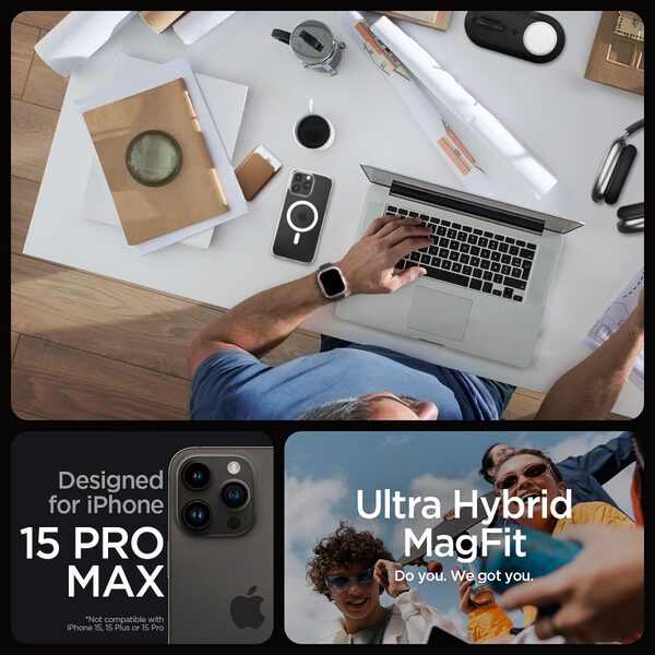 Spigen® Ultra Hybrid (MagFit) για iPhone 15 Pro Max: Θήκη MagSafe από Ανθεκτική Σιλικόνη με Πιστοποίηση Αντοχής MIL-STD 810G-516.6 – Frost Clear - Image 7