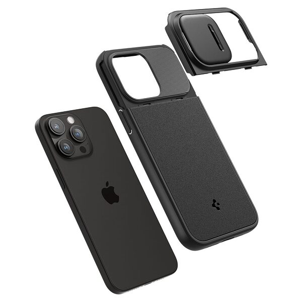 Spigen® Optik Armor για iPhone 15 Pro: Θήκη Σιλικόνης, Με Προστασία καμερών, Πιστοποίηση Αντοχής MIL-STD 810G-516.6 – Black - Image 9