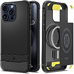 Spigen® Rugged Armor (MagFit) για iPhone 15 Pro Max: Θήκη με αντικραδασμικό αφρό MagSafe και Λεπτομέρειες Carbon Fiber - Matte Black
