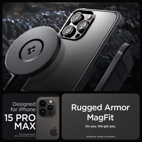 thiki spigen rugged armor iphone 15 pro max matte black 8