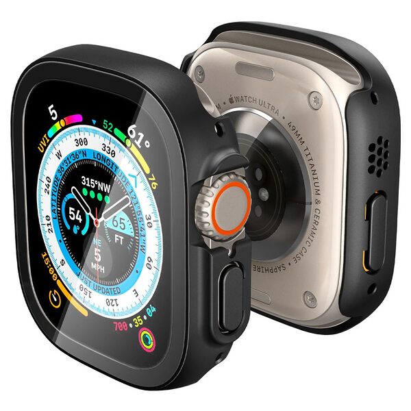 Spigen® Thin Fit 360 για Apple Watch 1 / 2 (49mm): Θήκη με Κομψό Σχεδιασμό με Ενσωματωμένο Προστατευτικό Οθόνης - Black
