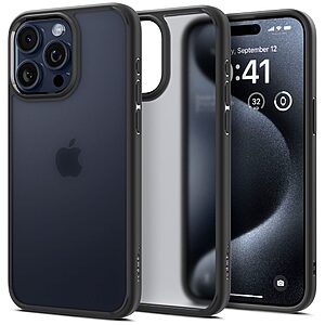 Spigen® Ultra Hybrid για iPhone 15 Pro Max: Θήκη από TPU & Πολυκαρμπονικό με Πιστοποίηση Αντοχής MIL-STD 810G-516.6 – Frost Black