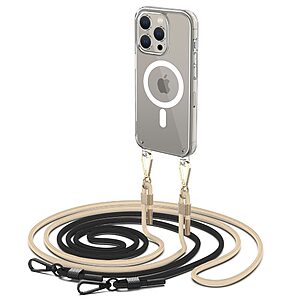 Θήκη Tech-Protect FlexAir Chain Magsafe για iPhone 15 Pro Max - με 2 x Αποσπώμενα Λουράκια - Μαύρη / Μπεζ