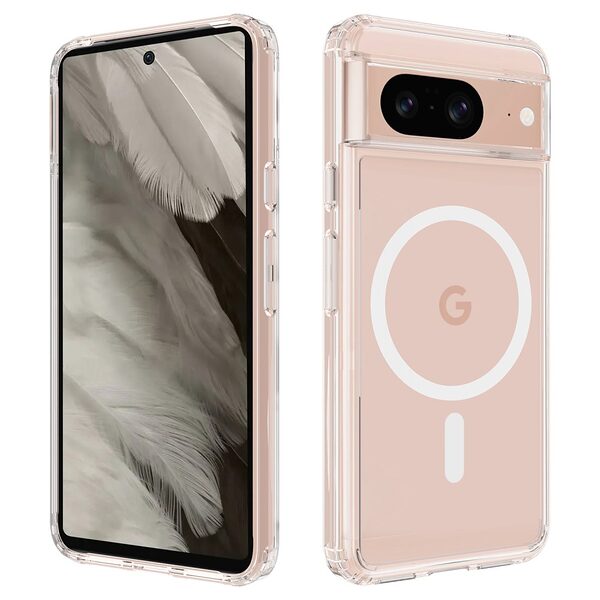 Θήκη Google Pixel 8 Mad Mask Silicone Sockproof Frame συμβατό με MagSafe φορτιστή Transparent Πλάτη TPU