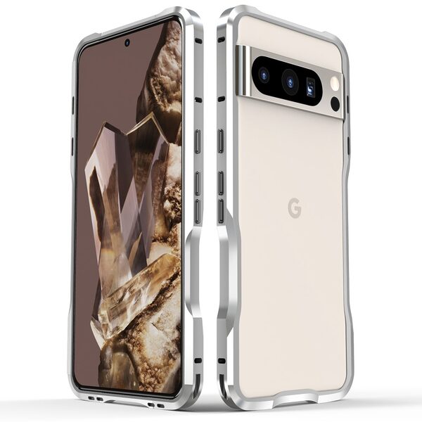 Θήκη Google Pixel 8 Pro LUPHIE Προστατευτικό Premium v2 Μεταλλικό bumper και ειδικό κλείδωμα με βίδες ασημί