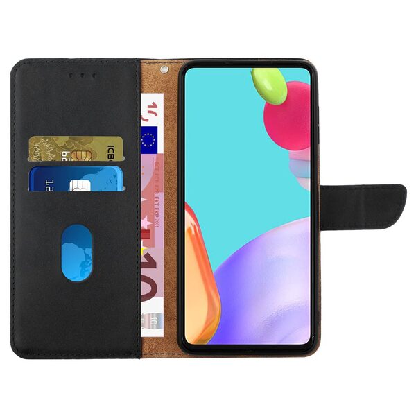 υποδοχές καρτών και μαγνητικό κούμπωμα Flip Wallet από αυθεντικό δέρμα μαύρο