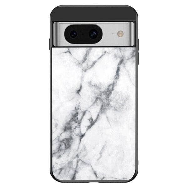 Θήκη Google Pixel 8 OEM σχέδιο Marble με Πλάτη Tempered Glass TPU λευκό