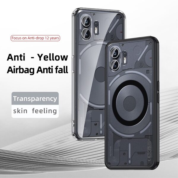 Θήκη Nothing Phone (2) Mad Mask Silicone Sockproof Frame συμβατό με MagSafe φορτιστή Transparent Πλάτη TPU μαύρο - Image 5