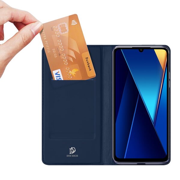 υποδοχή καρτών και μαγνητικό κούμπωμα Flip Wallet από συνθετικό δέρμα και TPU μπλε