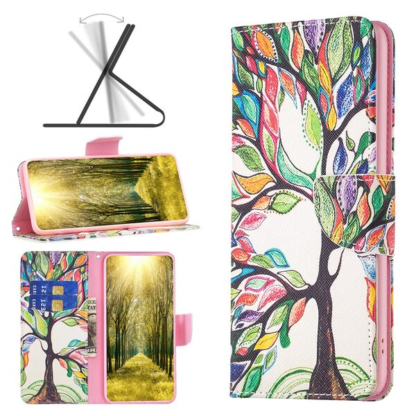 Θήκη Samsung Galaxy M34 5G OEM Colorized Tree με βάση στήριξης, υποδοχές καρτών και μαγνητικό κούμπωμα Flip Wallet από συνθετικό δέρμα και TPU - Image 4