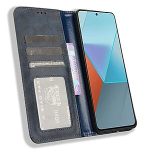 υποδοχή καρτών και μαγνητικό κούμπωμα Flip Wallet από συνθετικό δέρμα και TPU μπλε