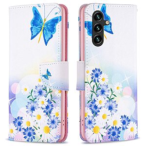 Θήκη Samsung Galaxy A05s OEM Blue Butterfly & Flowers με βάση στήριξης