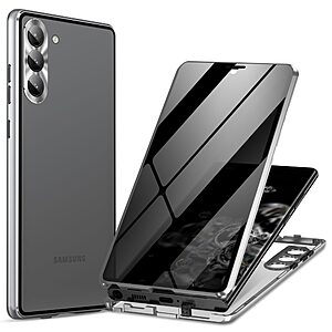 Θήκη Samsung Galaxy S24 5G Mad Mask Metal Frame Series με μαγνητικό μεταλλικό πλαίσιο και διπλό Anti-Spy Φιμέ Tempered Glass για προστασία 360° μοιρών ασημί