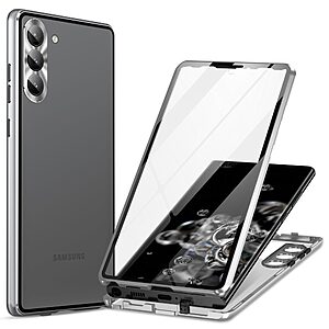Θήκη Samsung Galaxy S24 5G Mad Mask Metal Frame Series με μαγνητικό μεταλλικό πλαίσιο και διπλό Tempered Glass για προστασία 360° μοιρών ασημί