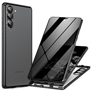 Θήκη Samsung Galaxy S24 5G Mad Mask Metal Frame Series με μαγνητικό μεταλλικό πλαίσιο και διπλό Anti-Spy Φιμέ Tempered Glass για προστασία 360° μοιρών μαύρο