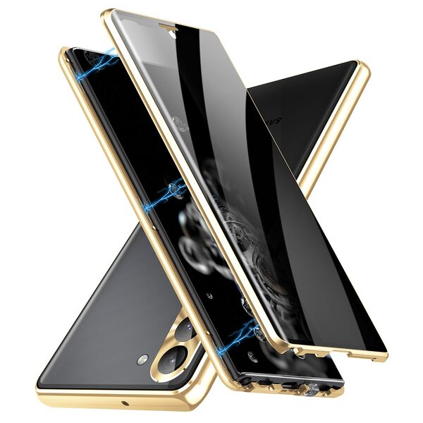 Θήκη Samsung Galaxy S24 5G Mad Mask Metal Frame Series με μαγνητικό μεταλλικό πλαίσιο και διπλό Anti-Spy Φιμέ Tempered Glass για προστασία 360° μοιρών χρυσό - Image 2